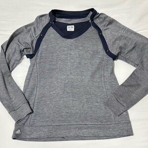 Adidas Heather Gray and Dark Blue Golf Shirt